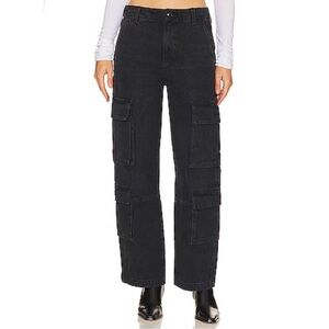 Citizens Of Humanity Wide Leg Cargo Pants in Black/Gray Wash Cotton Size 25
